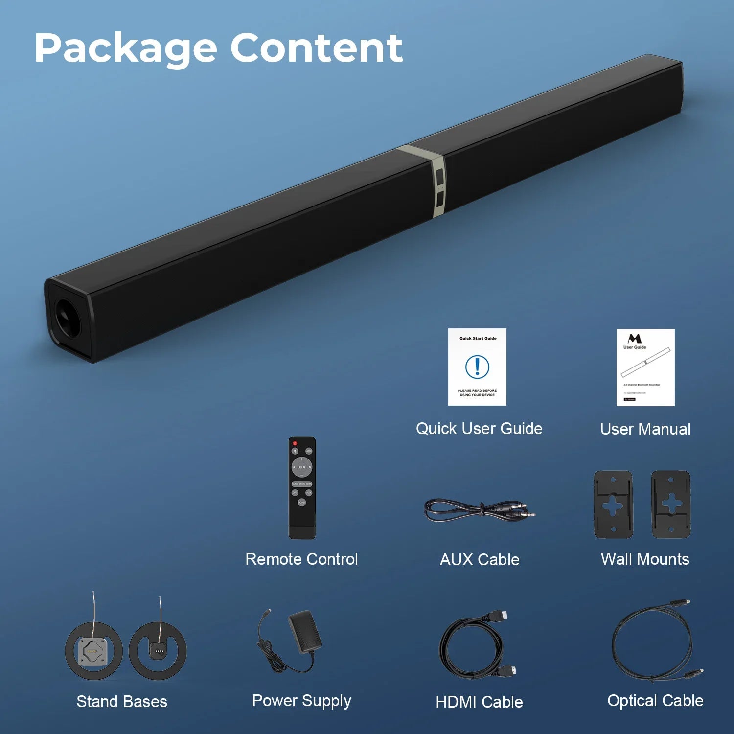 KTX-172691 Wireless Bluetooth Sound Bar for TV with Remote Control and ARC/Optical Connection