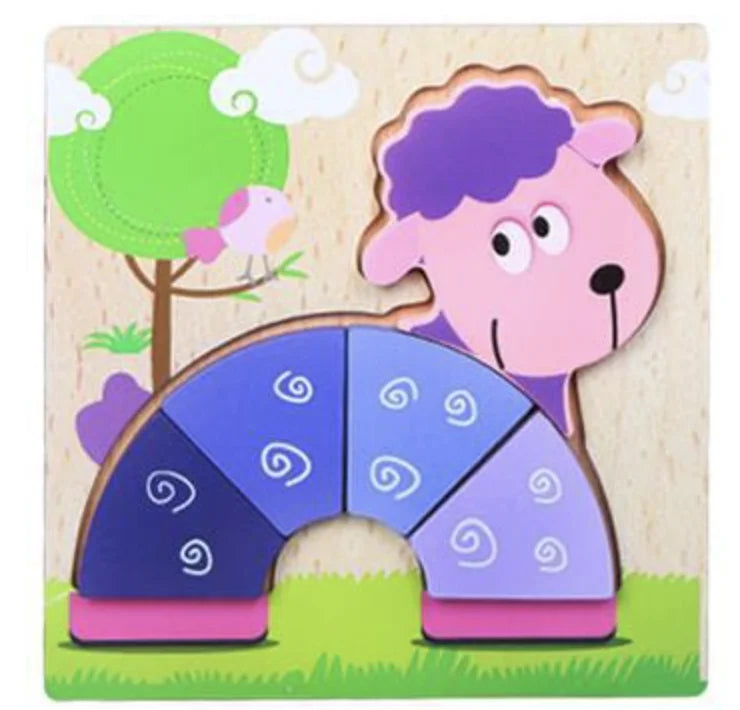 KTX-777619 Wooden Animal Puzzle Toy for Toddlers Age 1-3 - Educational and Interactive Learning Game