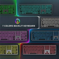 HKM-395731 Full-Size Backlit Wireless Keyboard for Multiple Devices - Rechargeable, Compatible with iOS, Android, and Windows