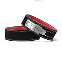 HKM-452819 Leather Weightlifting Belt - 10mm Thick Cowhide, 4-Layer Design, Lever Closure