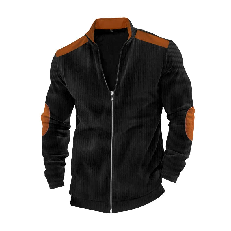 HKM-161875 Men's Customizable European Cotton Varsity Jacket Solid Color Long Sleeve Zipper Cardigan Fur Men's Fashion Long Sleeve
