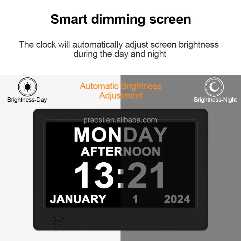 KTX-180883 Large Display Digital Calendar Clock for Memory Loss and Dementia Care