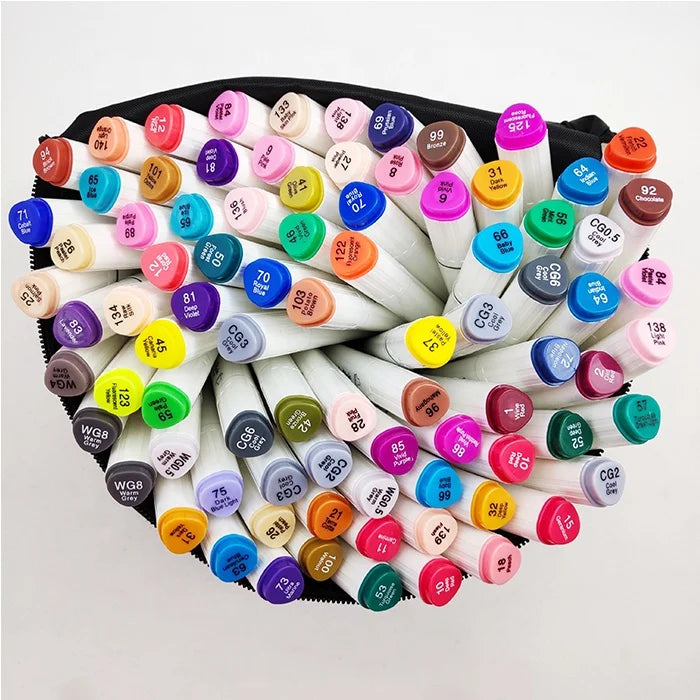 KTX-656595 168 Colour Brush Tip Alcohol Markers for Sketching and Art Design