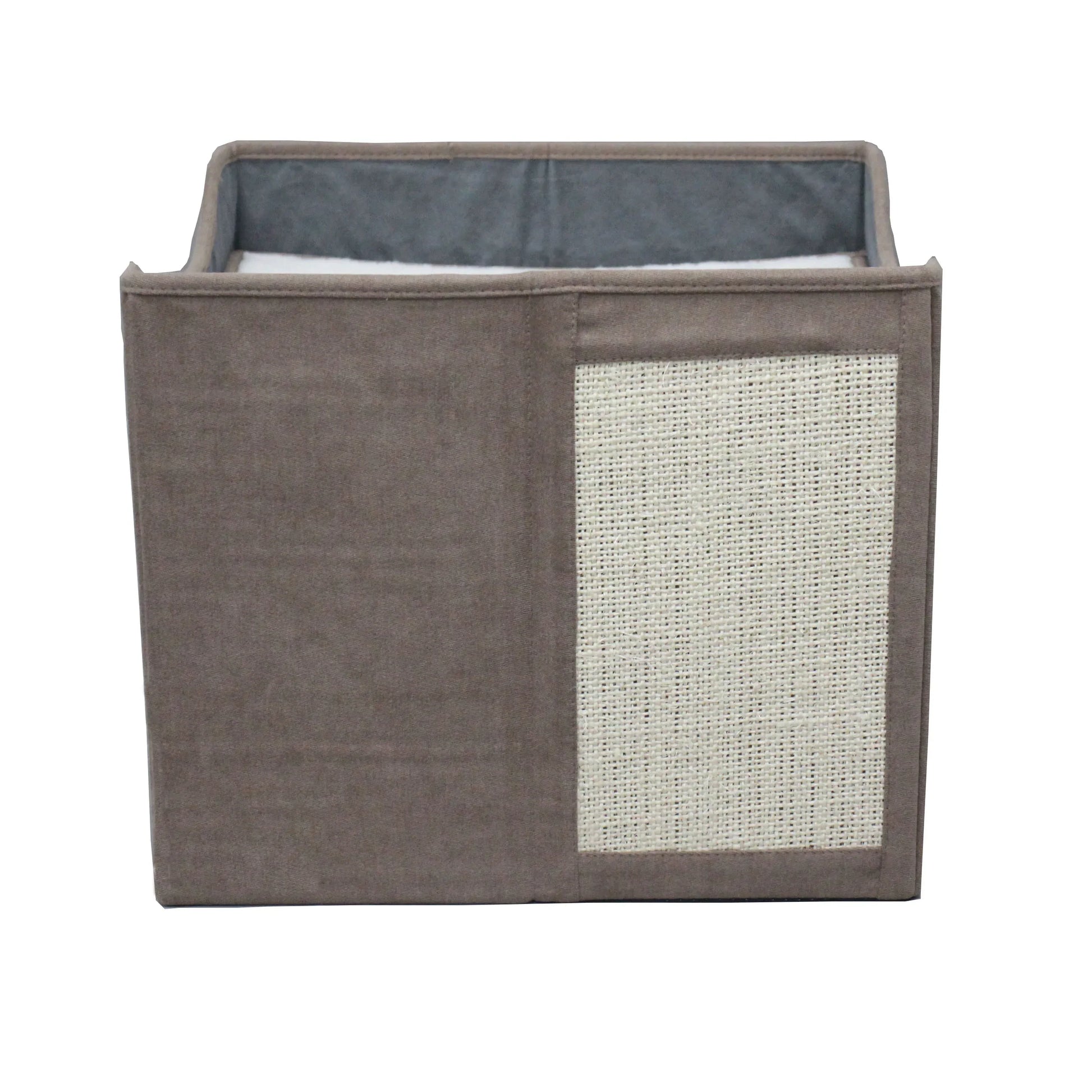 HKM-062547 Foldable Cat Scratcher Play House and Bed - Cute Brown Fabric Design for Indoor Use
