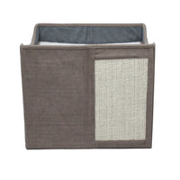 HKM-062547 Foldable Cat Scratcher Play House and Bed - Cute Brown Fabric Design for Indoor Use