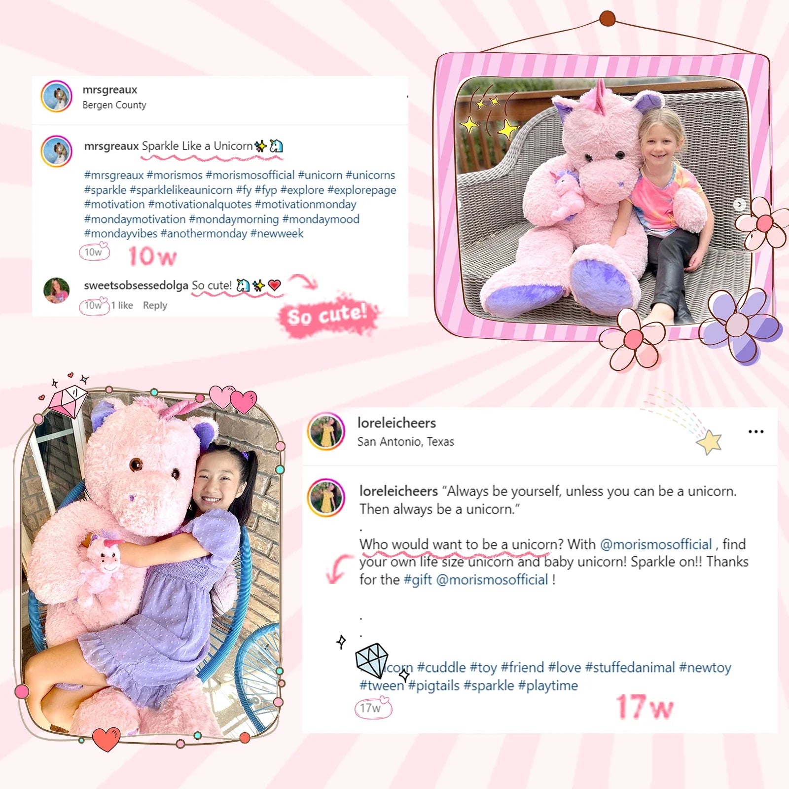 KTX-538195 Giant 43-Inch Beige Plush Unicorn Toy for Girls' Birthdays and Gifts