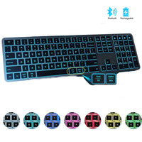 HKM-395731 Full-Size Backlit Wireless Keyboard for Multiple Devices - Rechargeable, Compatible with iOS, Android, and Windows