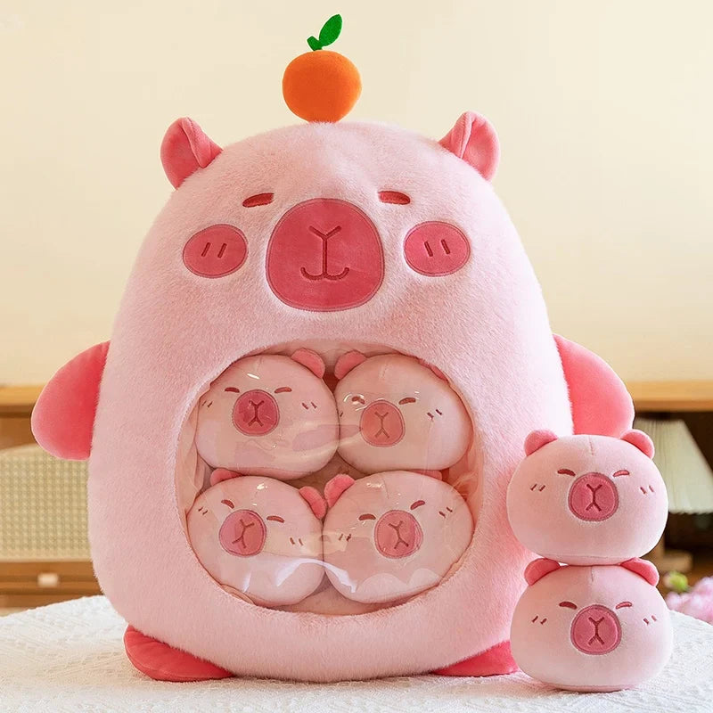 KTX-112211 Mini Capybara Plush Pillow and Soft Doll Collection - Cute Shark Snack Cushion, White Sheep, and Pink Pig Toys