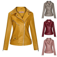 HKM-078227 Women's Fall/Winter European American Temperament Jacket PU Leather With Zipper Women's Clothing Jacket Custom