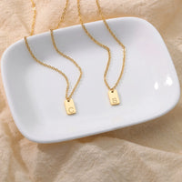 HKM-511123 Bar Necklace Blank Pendant for Engrave Custom Necklace Letters Gold Pated Letter Necklace Custom Moissanite Pendant