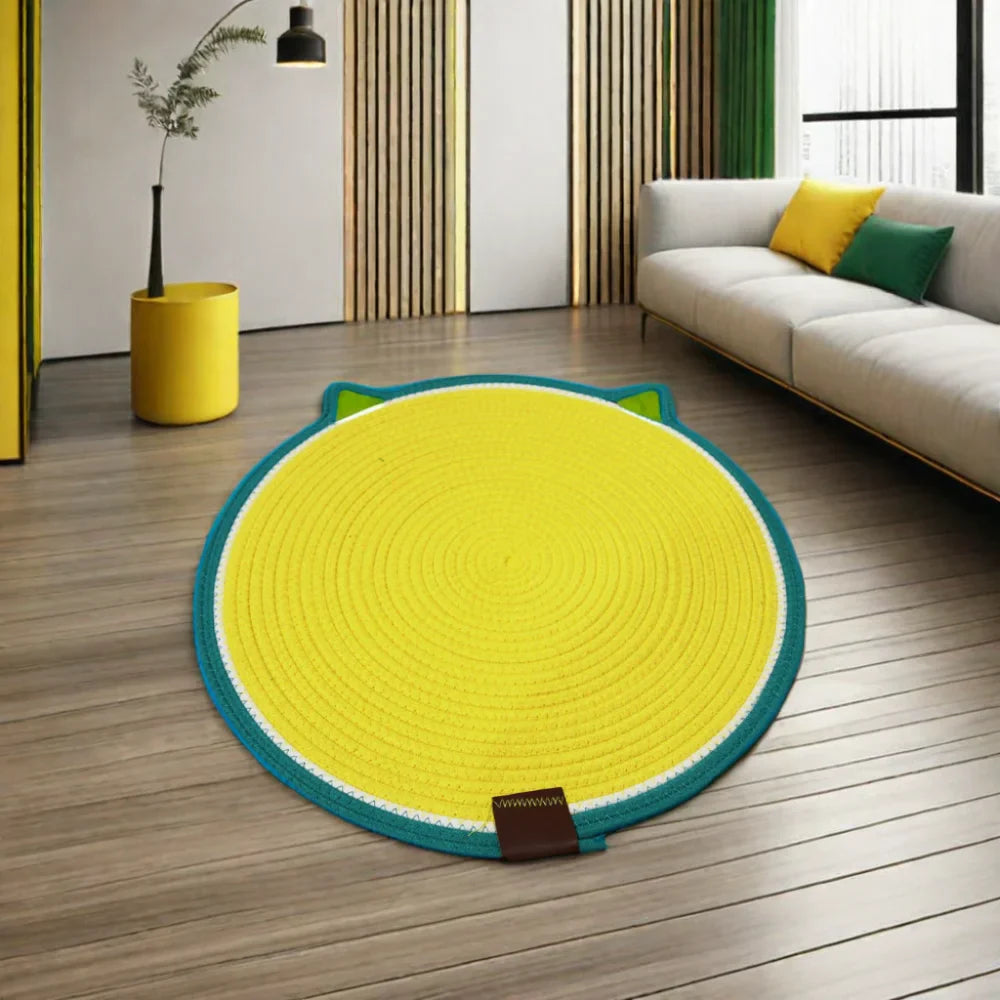 HKM-964243 Cozy Striped Pattern Pet Cushion Mat with Toy Ball for Small Dogs and Cats