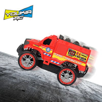 HKM-409491 Remote Control Red 27MHz Fire Truck Toy Car for Kids - 4WD, Indoor/Outdoor Use
