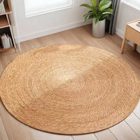 Hand-woven Sedge Solid Color American Country Style Circular Carpet Large Area Floor Mat for Living Room Hallway Clothing