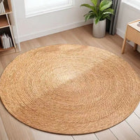Hand-woven Sedge Solid Color American Country Style Circular Carpet Large Area Floor Mat for Living Room Hallway Clothing