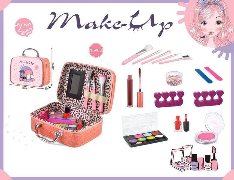 KTX-277267 Kids Washable Makeup Play Set with Mini Makeup Bag for Ages 2-12