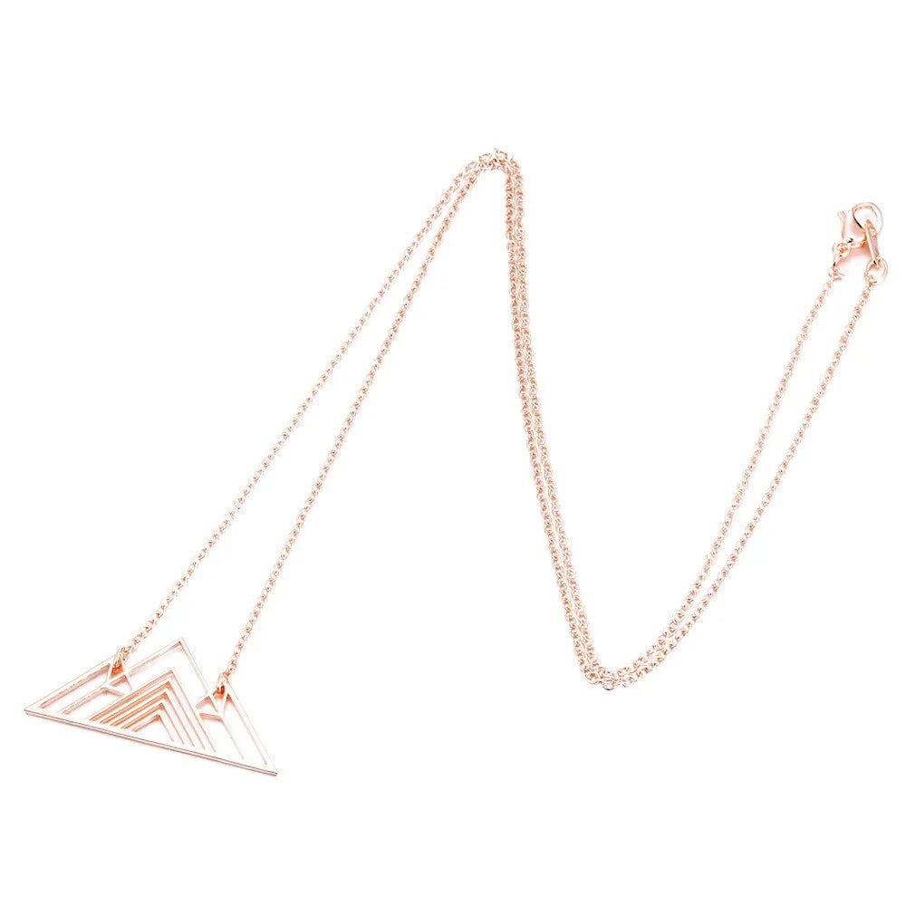 HKM-740499 Stainless Steel Custom Personalized Trendy Art Triangle Necklace Mountain Charm Geometric Necklaces