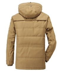 HKM-390099 Men's Jacket Medium and Long Styles Adding Velvet and Thickening Middle Aged and Elderly Multi Pocket Cotton Jacket Men's Coats