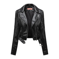 HKM-881619 Women's PU Leather Jacket With Long Sleeves Short Motorcycle Suit Puffer Style Fashionable Jacket Jacket Custom