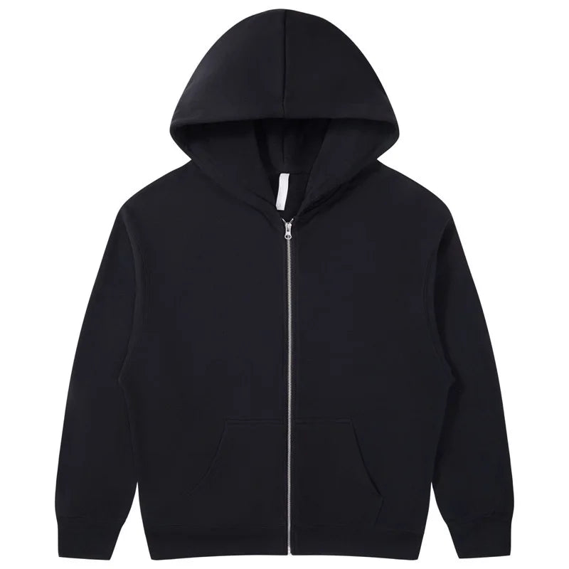HKM-948307 Men's Women's 380G Oversized Puff Technique Hooded Sweatshirt High Fleece Solid Color Zipper Casual Sports Print Pullover