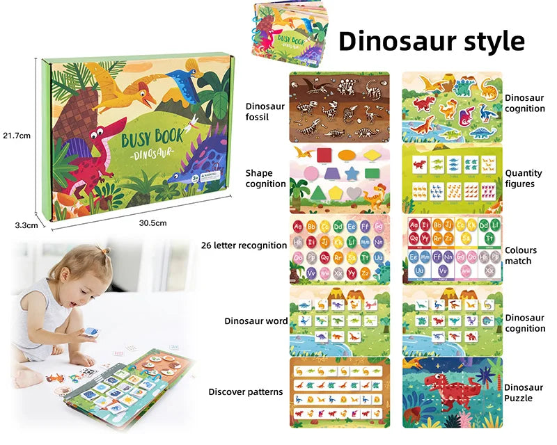 HKM-099923 Early Learning Montessori Busy Book for Toddlers, Activity Book with Farm Themes, Educational Interactive Toy