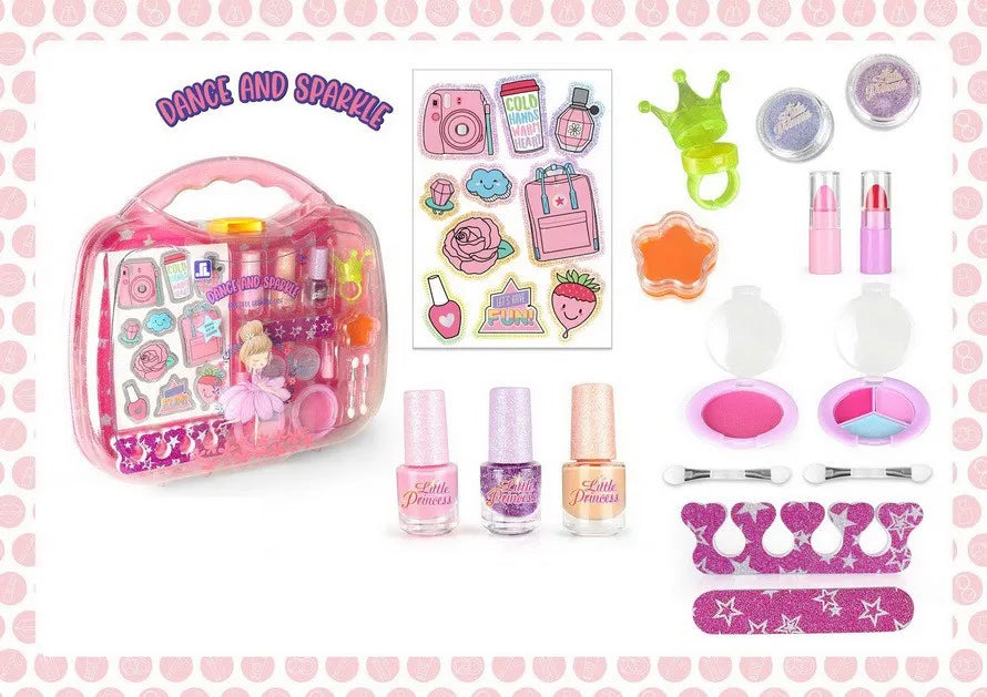 HKM-818515 Kids Pretend Makeup Set – Non-Toxic DIY Cosmetic Play Kit for Girls Ages 2-7, Portable Box Included
