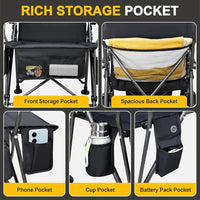 HKM-683347 Lightweight Outdoor Folding Chair with Heating Pad - Ideal for Camping and picnics