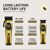 HKM-521107 Professional Hair Clipper Set with 5 Speed Settings and Long-Lasting Battery