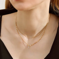HKM-821843 2024 Hot Sale Wholesale Stainless Steel Chain Lip Chain With CZ Zircon Diamond Dangling O Ring Linked Chain Necklace Women Hot