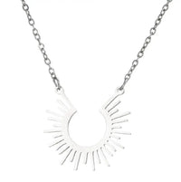 HKM-445587 Stainless Steel Gold Sunburst Pendant Necklace Sun Sunshine Minimalist Women Jewelry Necklace Tarnish Free