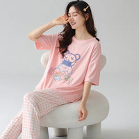 HKM-804883 2024 New Design Women'S Pajamas Are Comfortable and Two Sets of Pajamas Ladies Sweet Cute Cartoon Home Wear