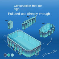 HKM-126291 Outdoor Folding Inflatable Swimming Pool for Kids and Adults - Durable PVC and PC Material