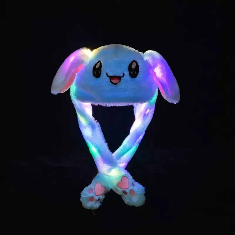KTX-784531 LED Plush Bunny Hat with Glow in the Dark Features and Moving Ears