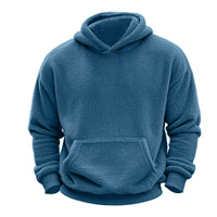HKM-194643 Men's Reversible Arctic Fleece Pullover Sweatshirt Pocket Hooded Warm Sweater Street Solid Color Long Sleeve Pullover Sweatshirt