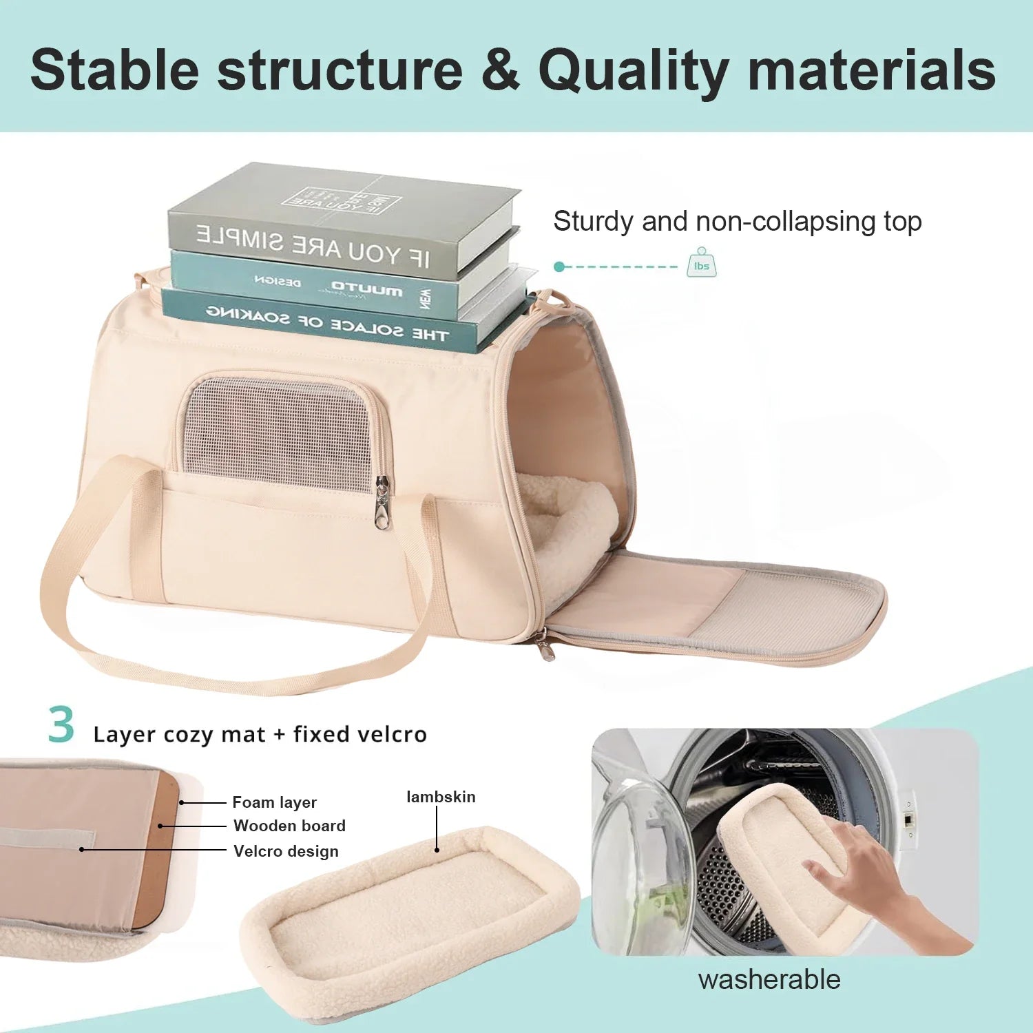 HKM-012819 Durable Foldable Cat Travel Carrier with Mesh Ventilation and Dual-Use Storage Pocket