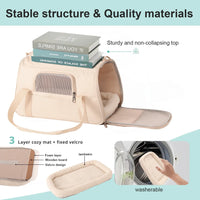 HKM-012819 Durable Foldable Cat Travel Carrier with Mesh Ventilation and Dual-Use Storage Pocket