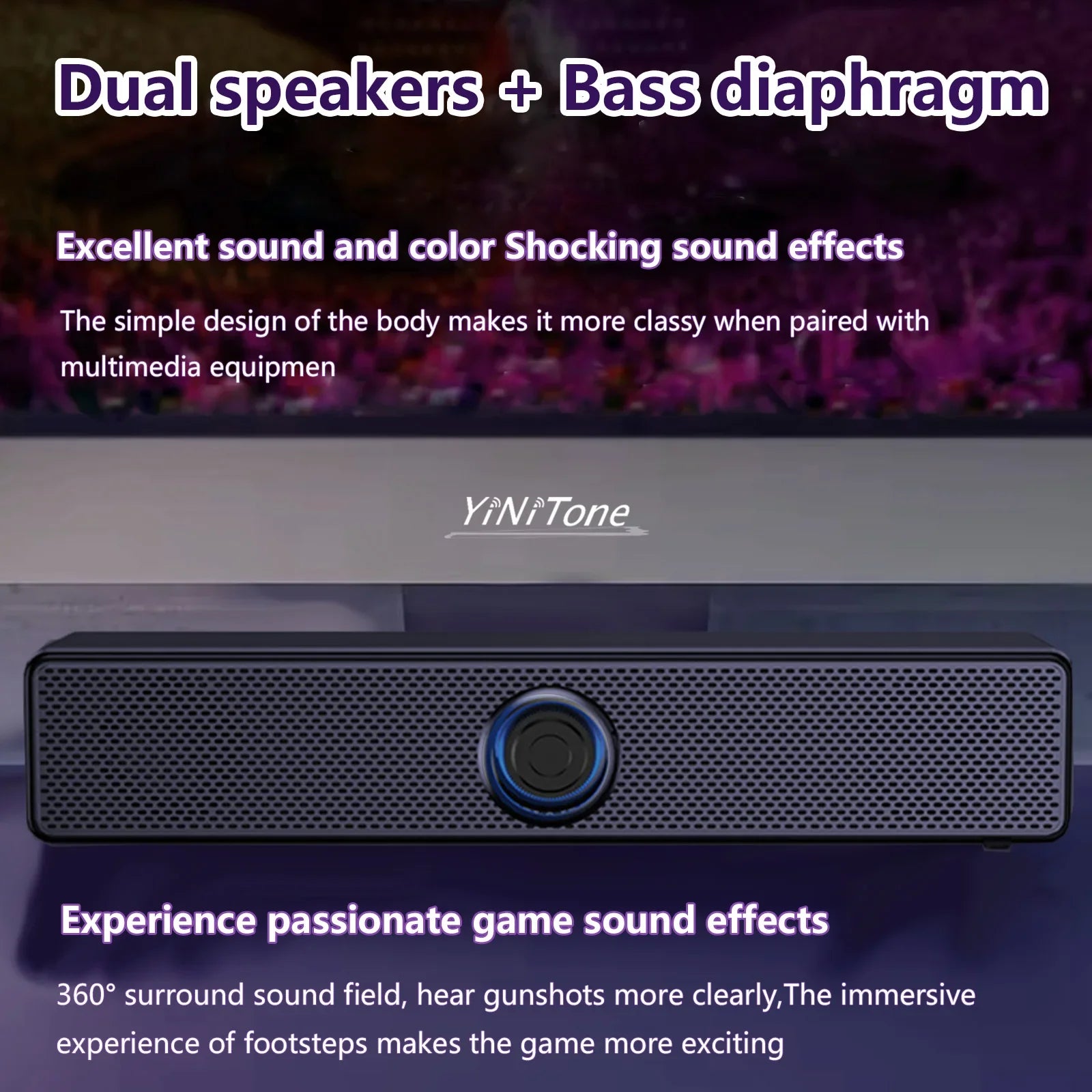 KTX-336531 Portable 4D BT5.0 Soundbar with Subwoofer for Home Theatre and Computer Audio, USB Wired & Wireless Bluetooth Connectivity