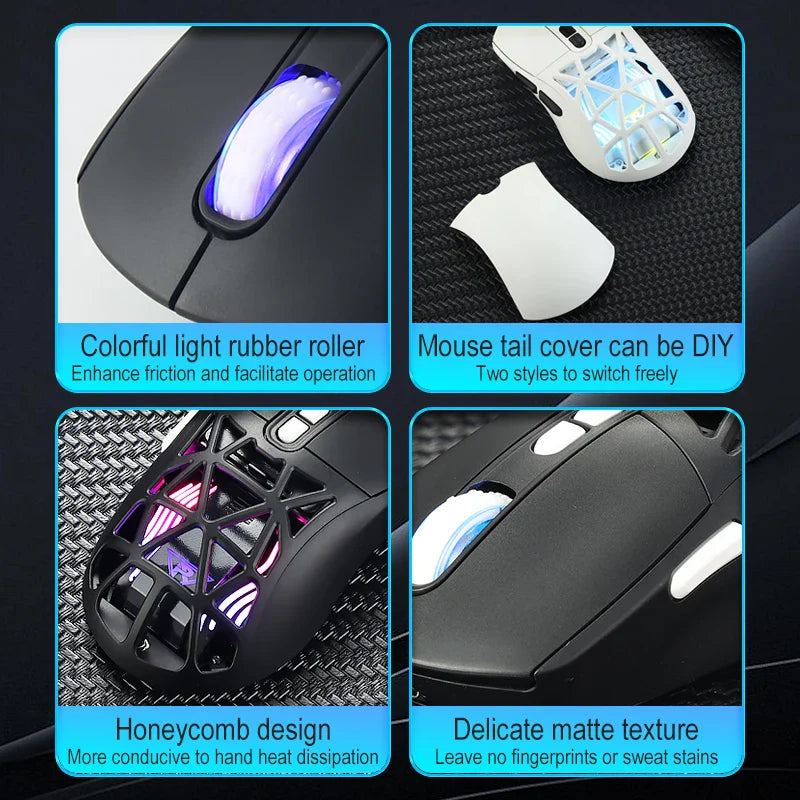 HKM-035283 Lightweight Honeycomb Wireless Gaming Mouse with Adjustable DPI up to 10000 and RGB Lighting for PC