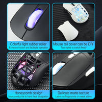 HKM-035283 Lightweight Honeycomb Wireless Gaming Mouse with Adjustable DPI up to 10000 and RGB Lighting for PC