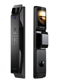 HKM-8791379 black video cat-eye smart lock front view dual panels