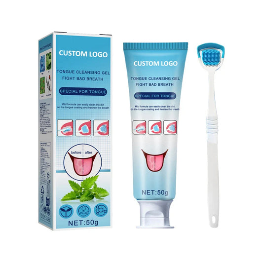 HKM-766291 Tongue Cleaner with Deep Cleaning Gel and Brush for Oral Health and Bacterial Reduction