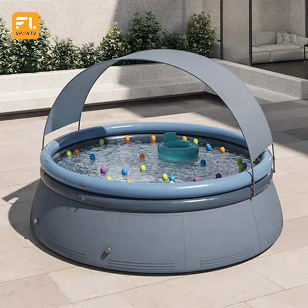 HKM-979411 Large 360x183cm Inflatable Swimming Pool for Kids and Adults with Sun Protection Feature