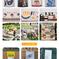 VTX-1043795 Custom Logo Throw Blanket Soft Polyester Cotton Modern Woven Plaid Throw for Couch Sofa Bed and Cozy Home Decor