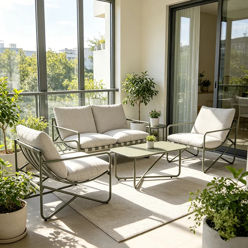 Modern Minimalist Sofa Set with Cushions for Courtyard Leisure Furniture, Garden and Balcony Combination