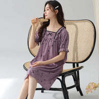 HKM-329171 New Design Plus Size Spring and Autumn Cotton Nightdress Loose Casual Pregnant Women Long Skirts