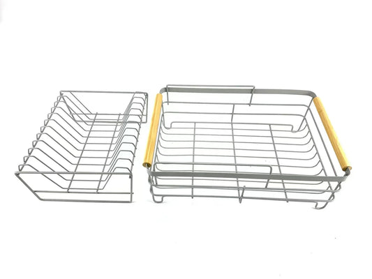 KTX-778067 2-Tier Stainless Steel Dish Drying Rack with Utensil Holder for Kitchen Organization