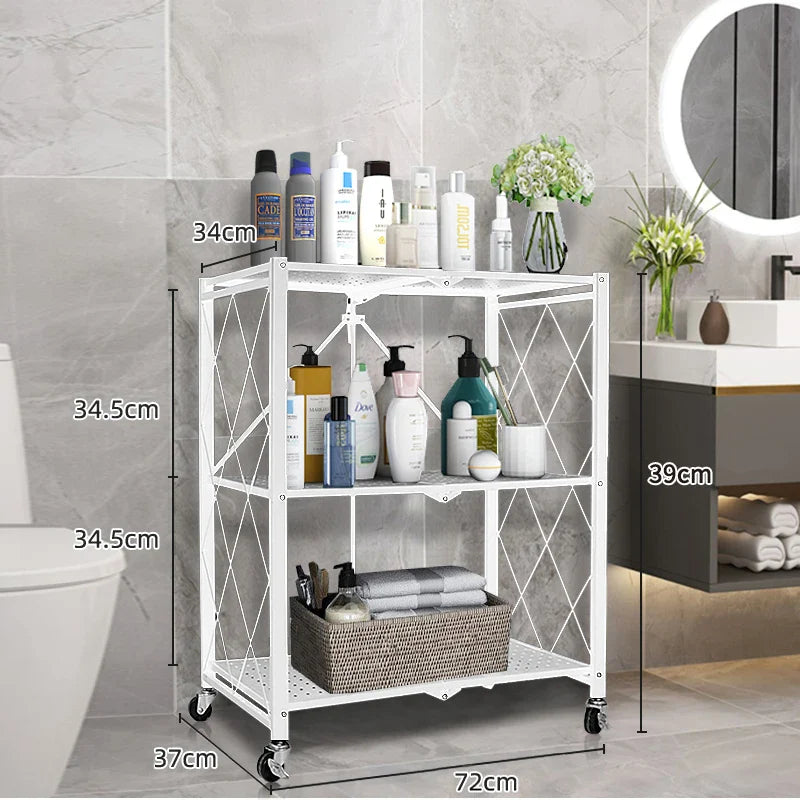 KTX-467347 Multifunctional Folding Kitchen and Bathroom Storage Rack Organizer