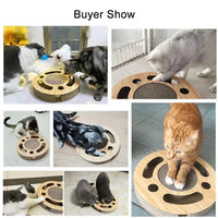 HKM-407187 Interactive Cat Scratcher Toy with Bell Ball and Catnip - Corrugated Cardboard Lounge for Healthy Claws