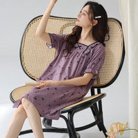 HKM-460243 New Summer Loose Nightgown Short Sleeves Girl Nightdress Cotton Night Dress for Women 2024