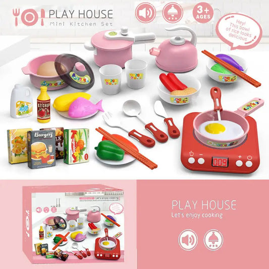 KTX-737171 Pretend Play Cooking Kitchen Toy Set for Kids Ages 2-13, Plastic Cooking Tools and Accessories