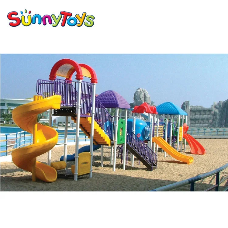 KTX-282643 Children's Wooden Outdoor Climber Slide and Sensory Playset for Ages 9 Months to 6 Years